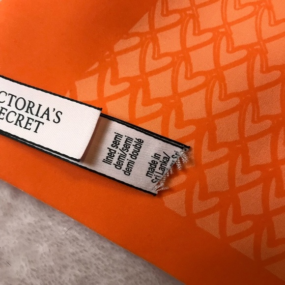 Victoria's Secret VS Orange 34D Love Heart Lightly Lined Demi Bra Underwire New - Picture 7 of 9